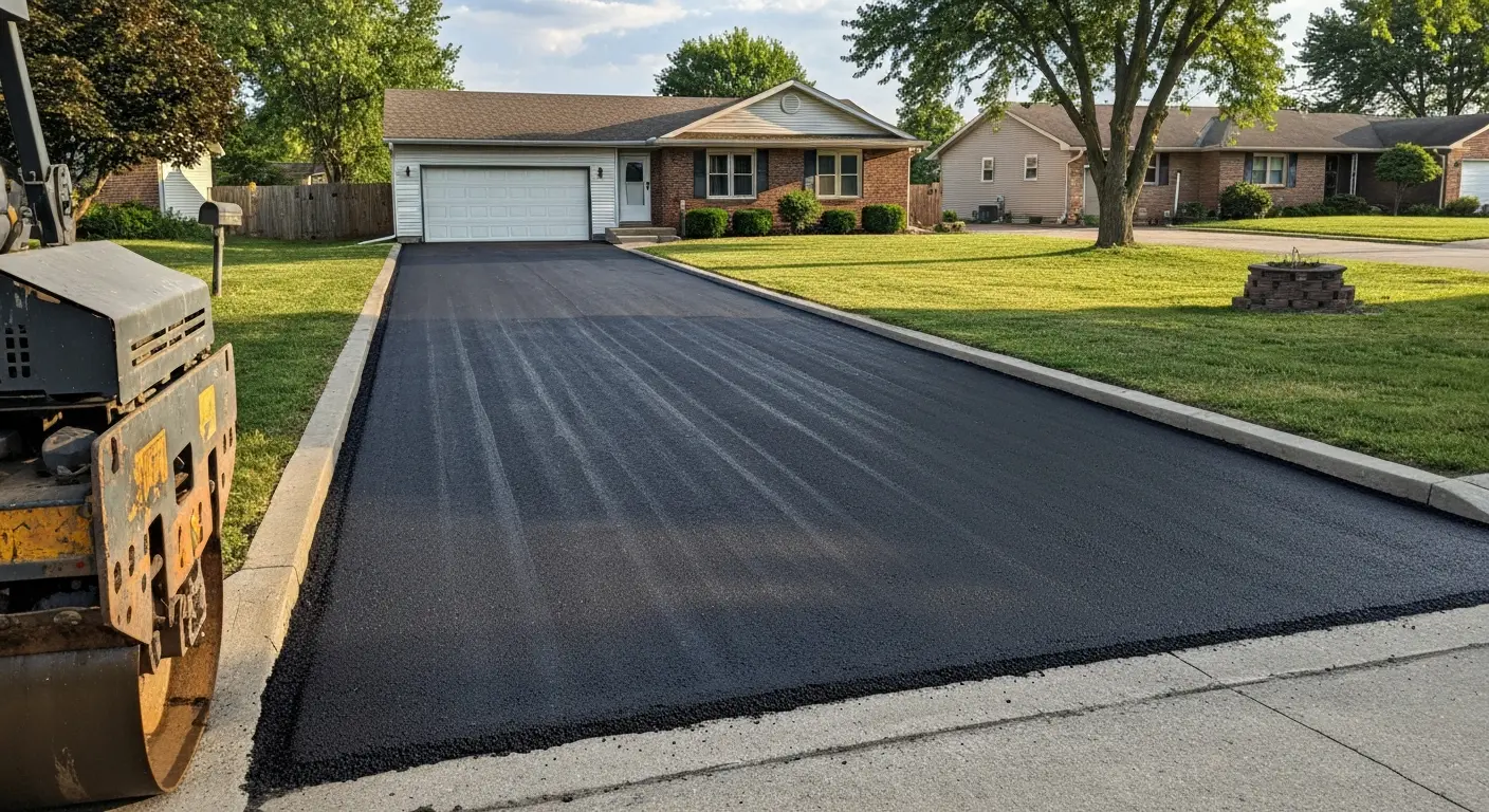 Residential driveway asphalt paving