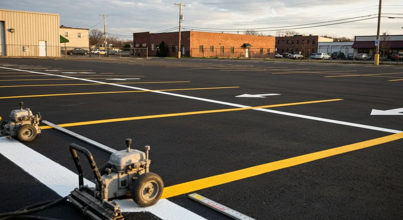 Striped parking lot maintenance