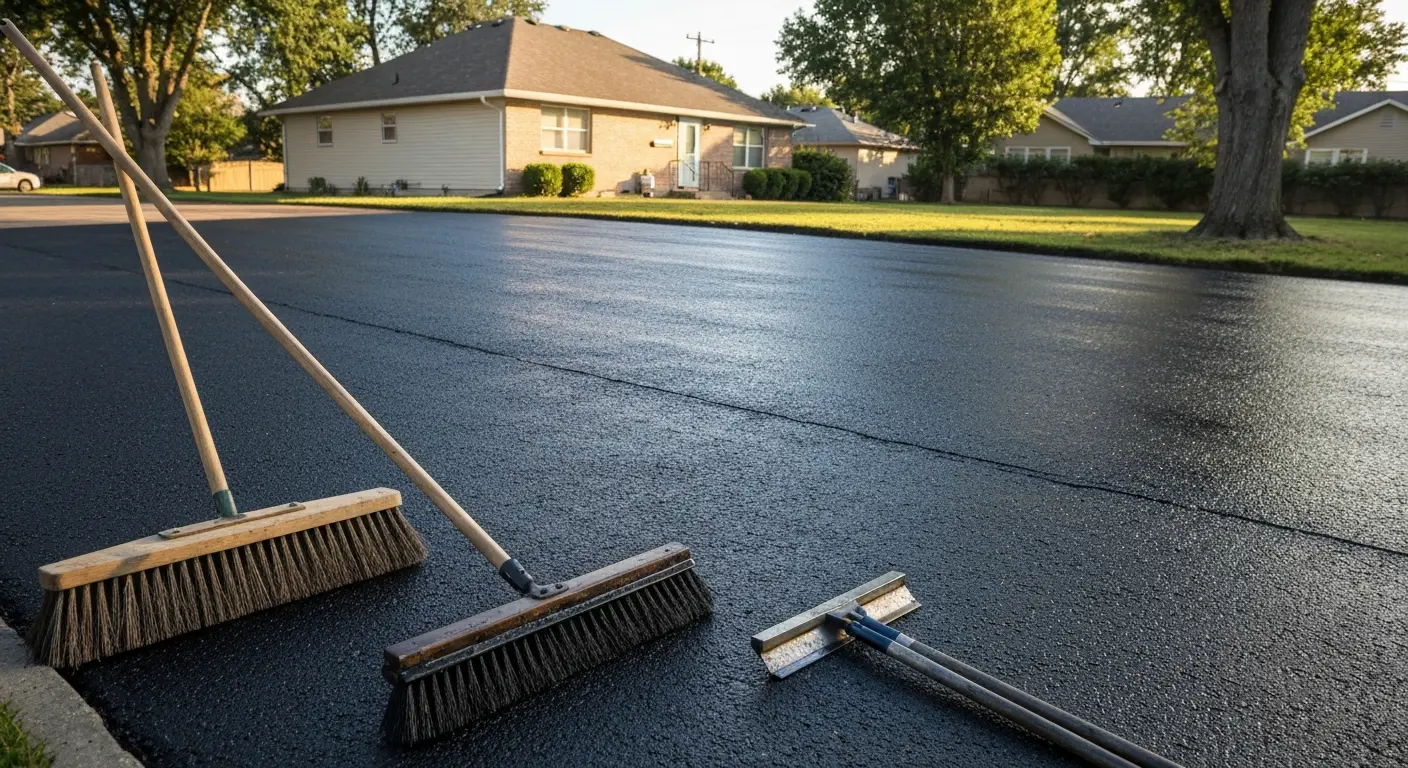 Sealcoating service on asphalt