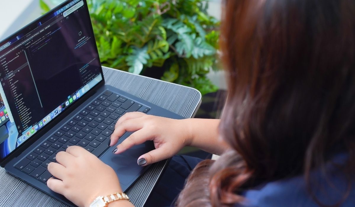 Business owner working on a laptop