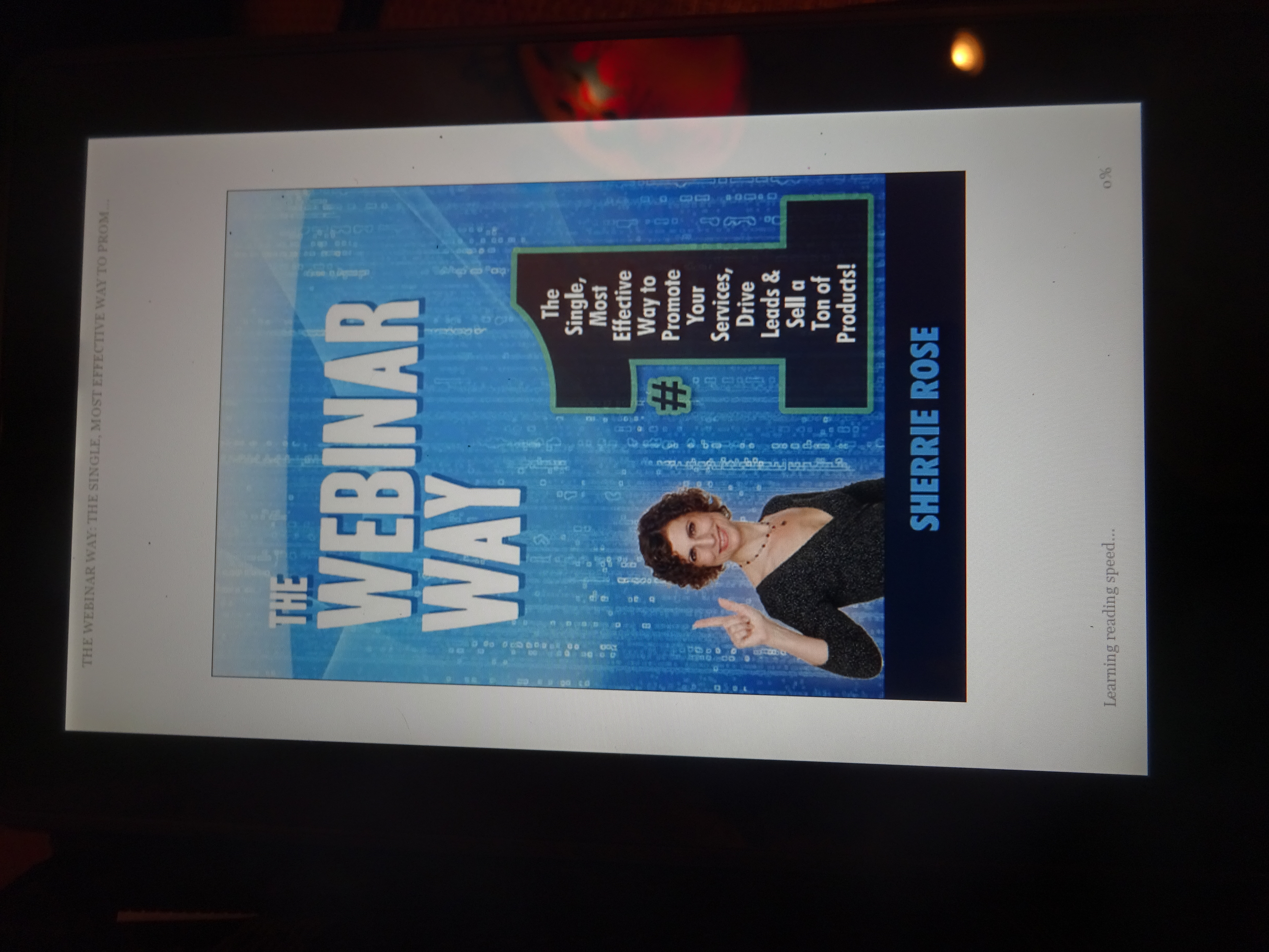 Photo of book, The Webinar Way by Sherrie Rose, author, on Kindle