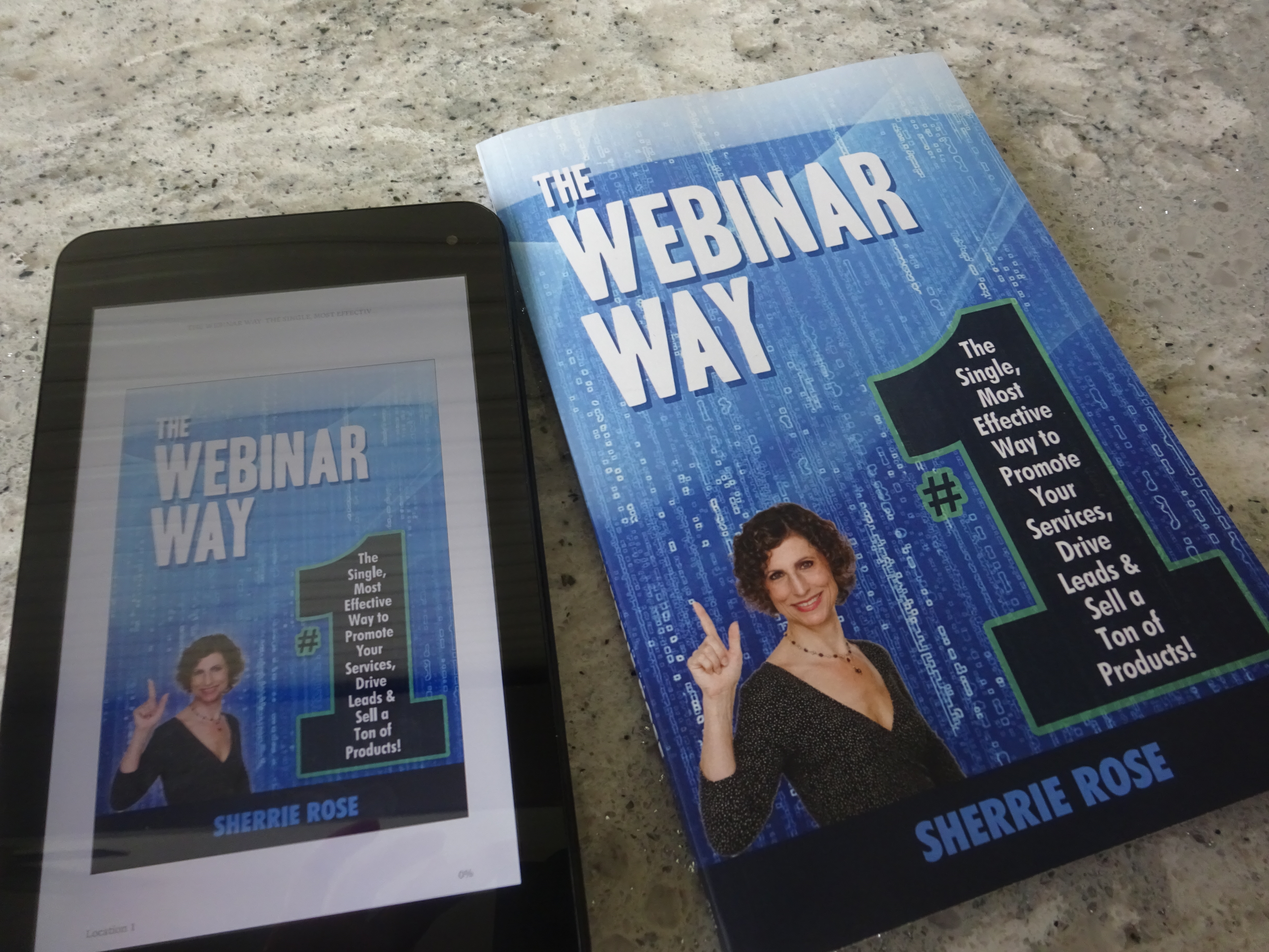 Photo of book, The Webinar Way by Sherrie Rose, author, in print and on Kindle