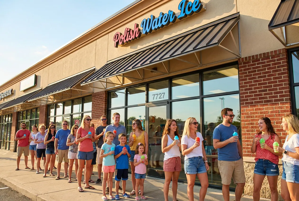 Families enjoying Polish water ice at Lehigh Valley Polish Water Ice in Fogelsville PA