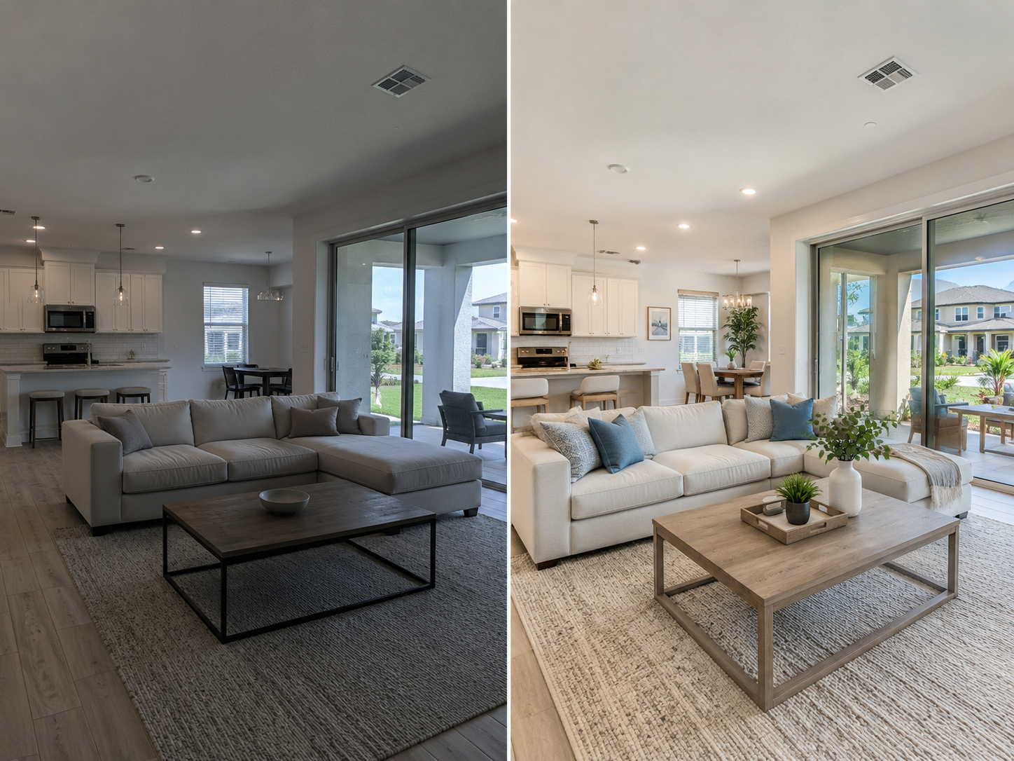 Bright, professionally staged Weslyn Park living room in Sunbridge, St. Cloud, Florida, prepared for a fresh relisting after an expired home listing.