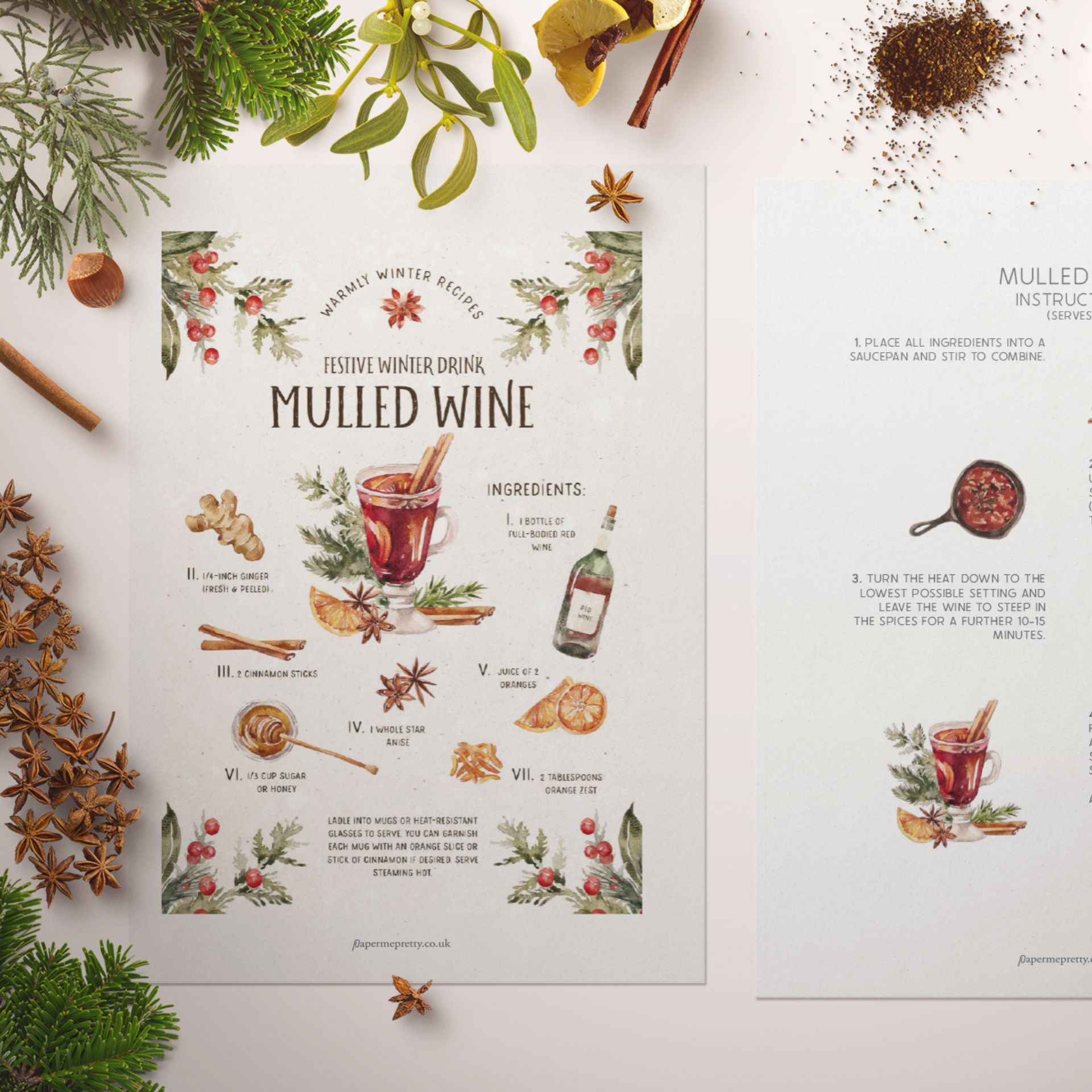 Mulled Wine recipe page inside the planner