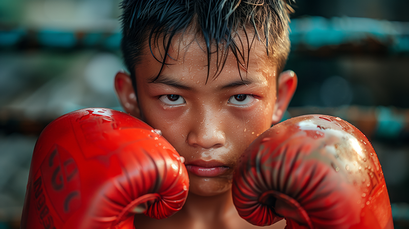 Asian-boy-with-red-gloves-looking-determined Asian-boy-with-red-gloves-looking-determined