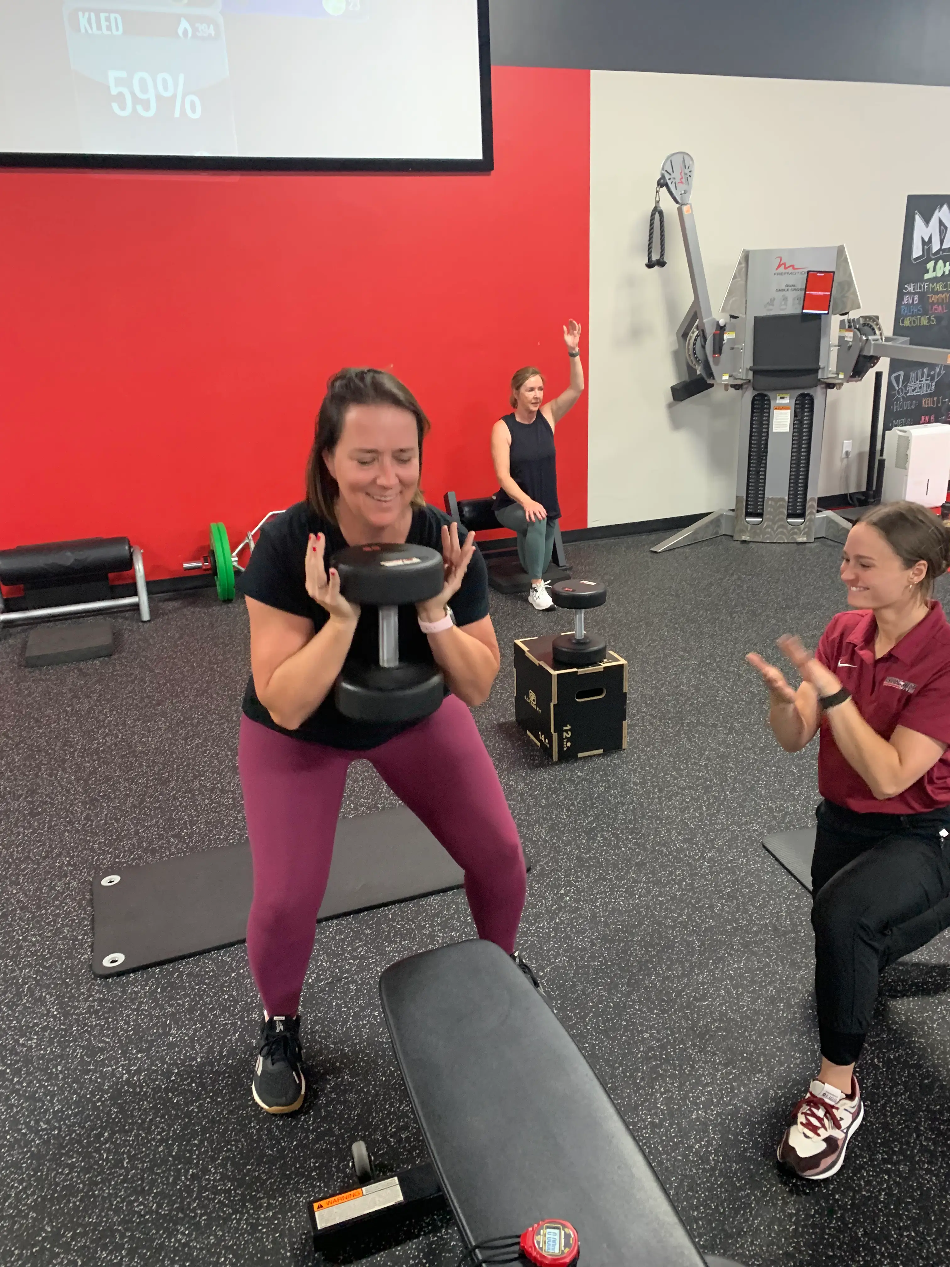 Saturday group training session with members ages 45 to 65 at Results by Design Fitness