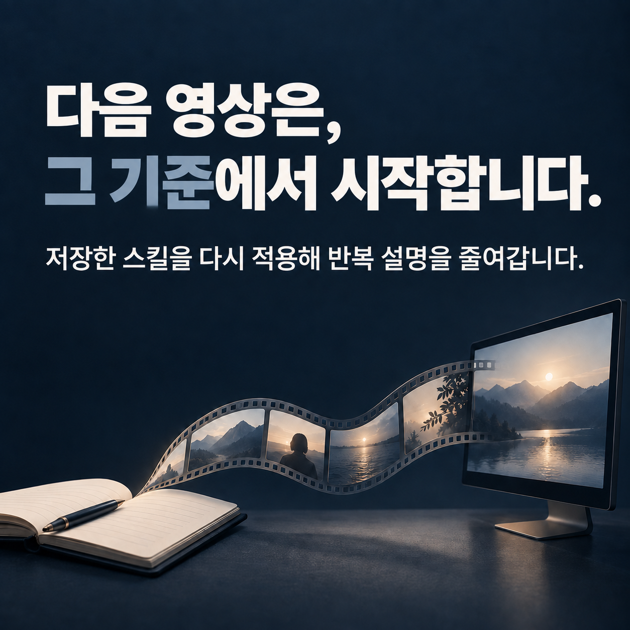 다음 영상은, 그 기준에서 시작합니다. 저장한 스킬을 다시 적용해 반복 설명을 줄여갑니다.
