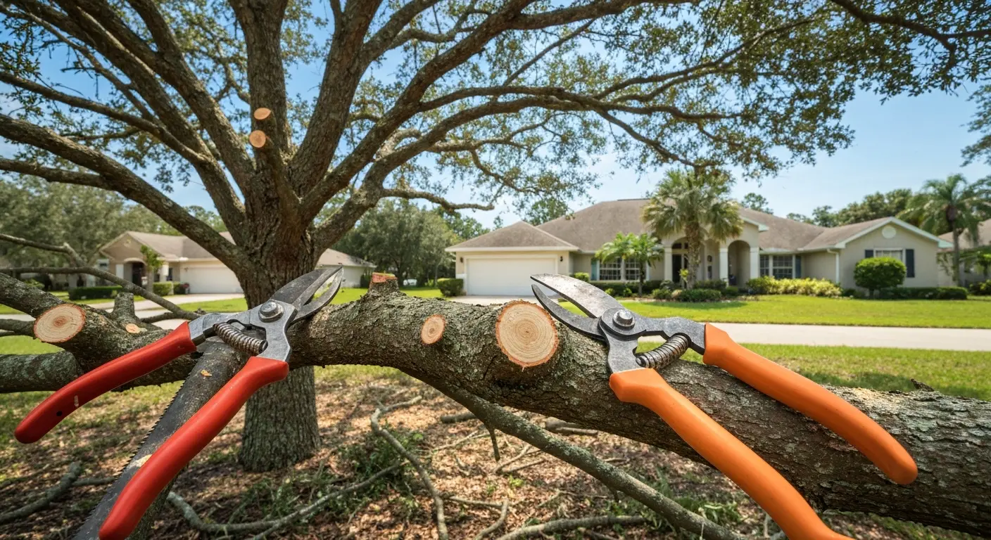 Storm prep tree pruning