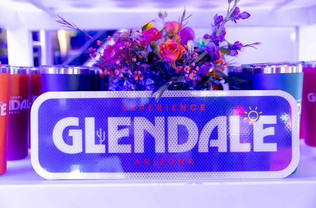 Experience Glendale signage with custom florals