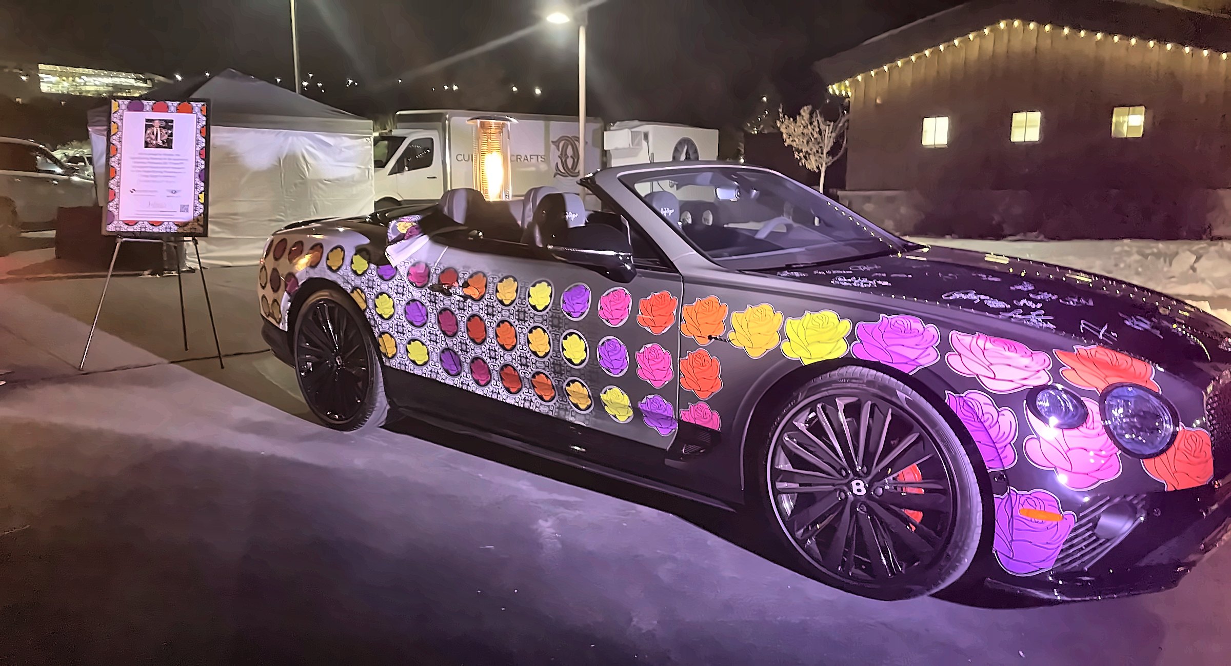 Custom floral art car at an All-Star weekend party