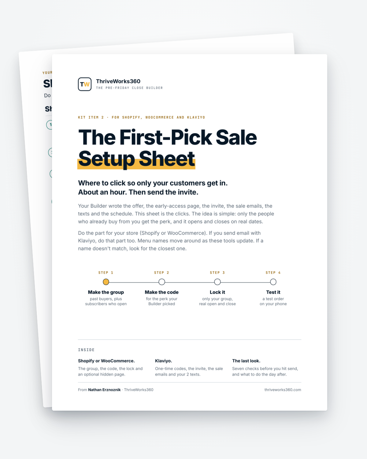The First-Pick Sale Setup Sheet cover