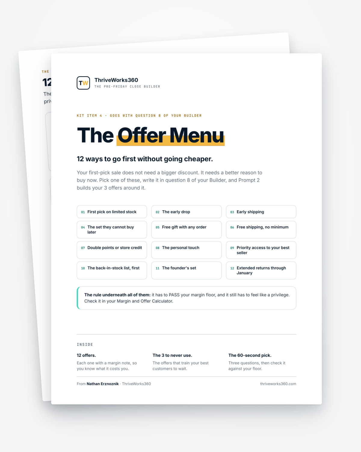 The Offer Menu cover