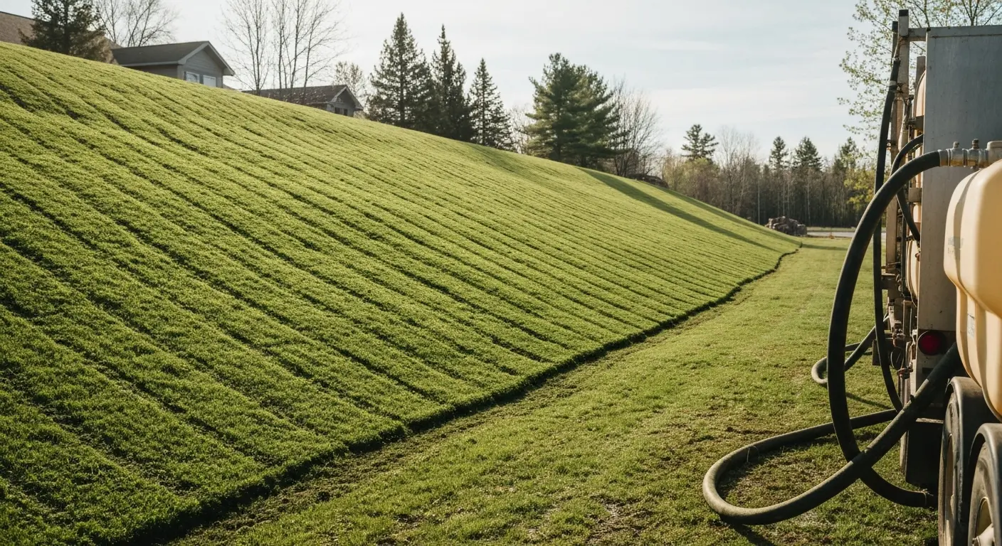 Slope erosion control with hydroseeding