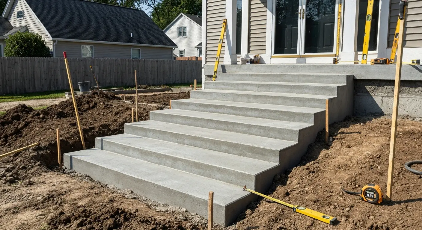 Precast steps and site preparation
