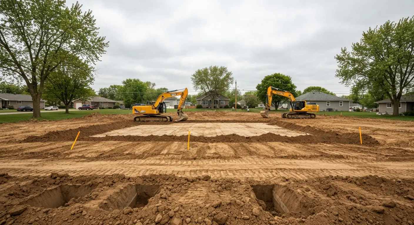 Excavation equipment on property