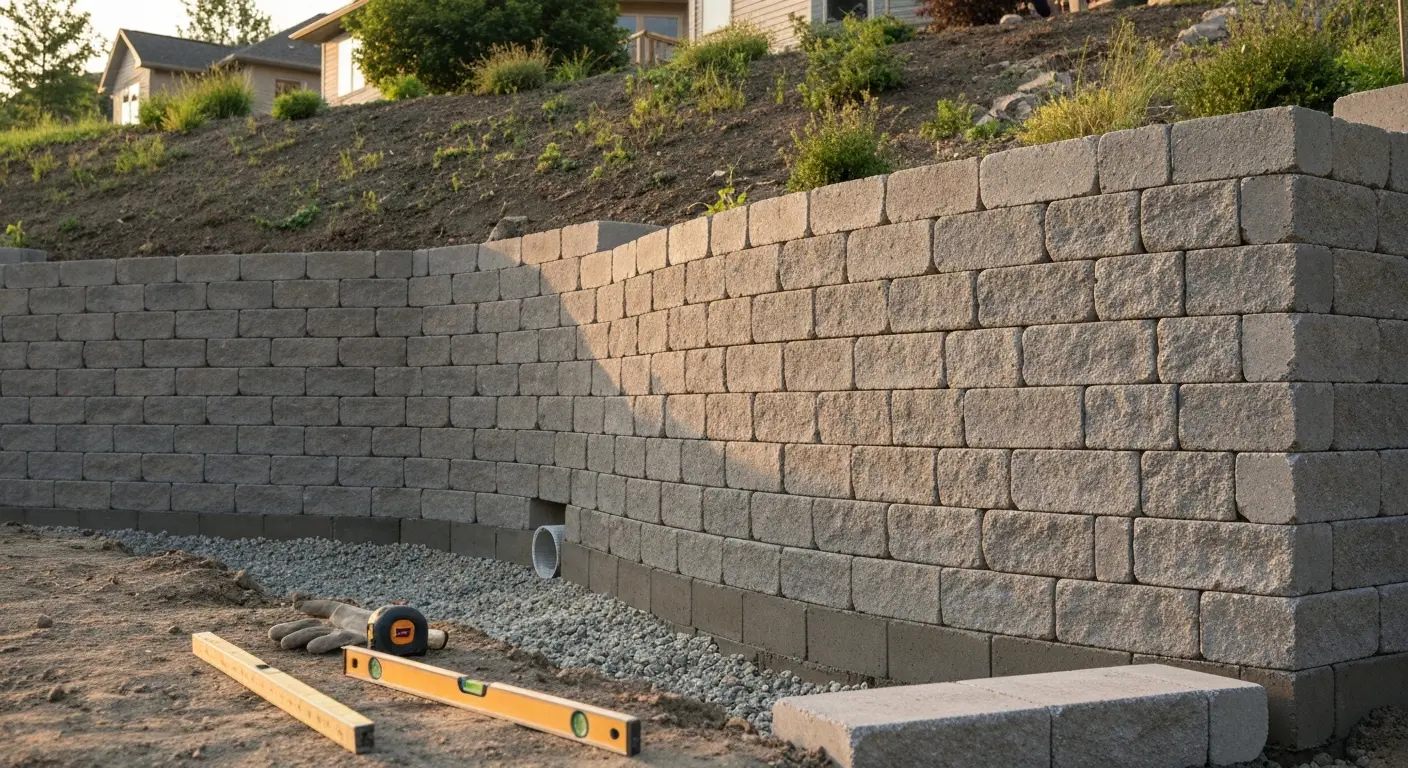 Retaining wall installation in Crow Wing County