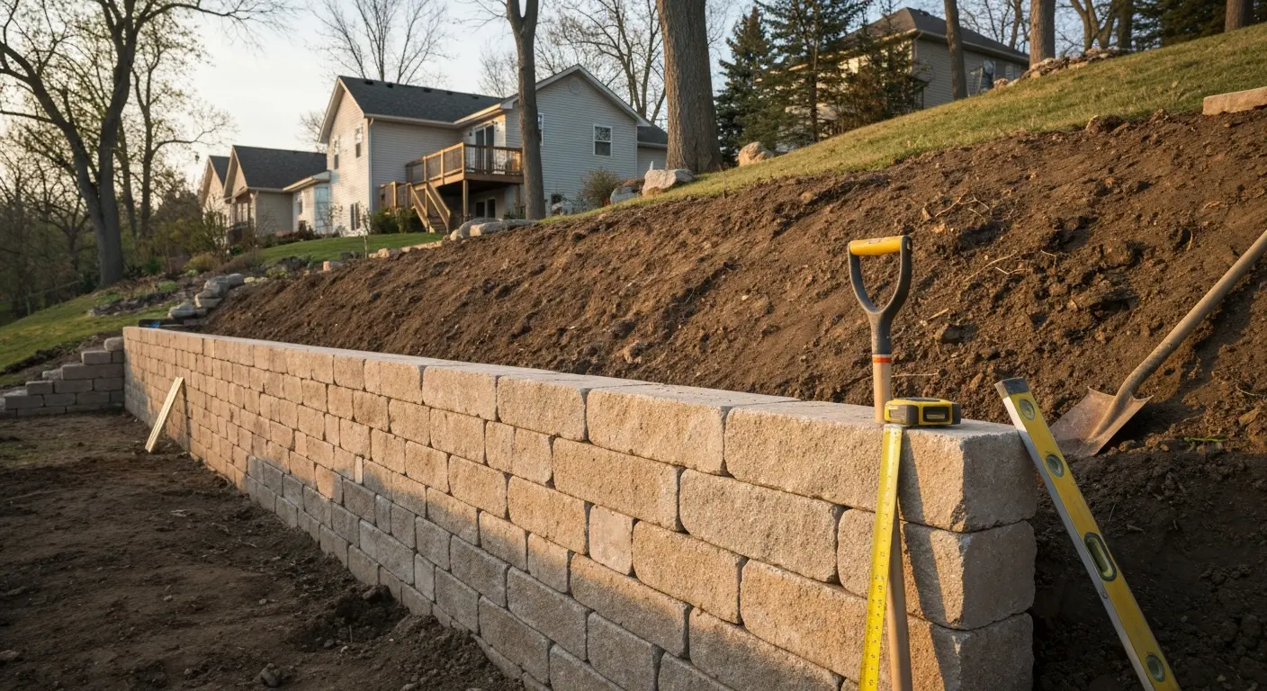 Retaining wall installation