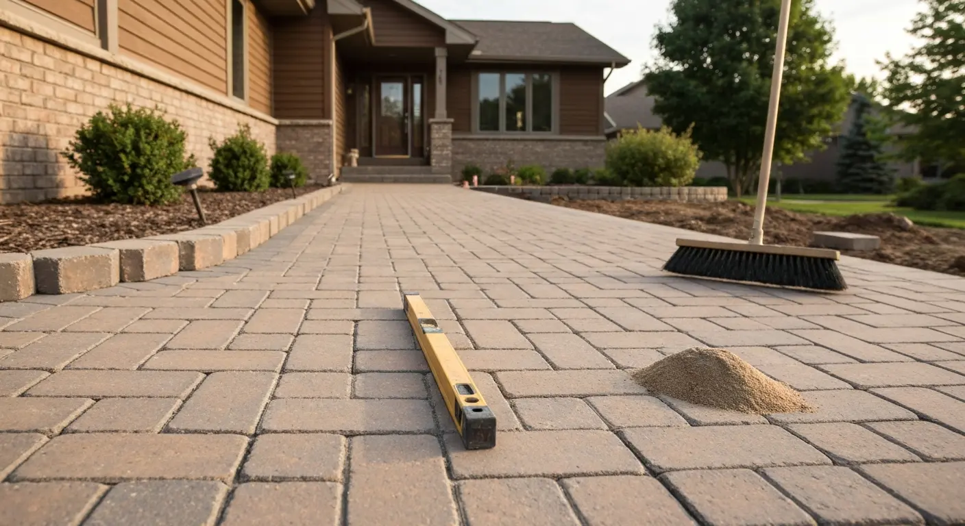 Paver walkway in yard