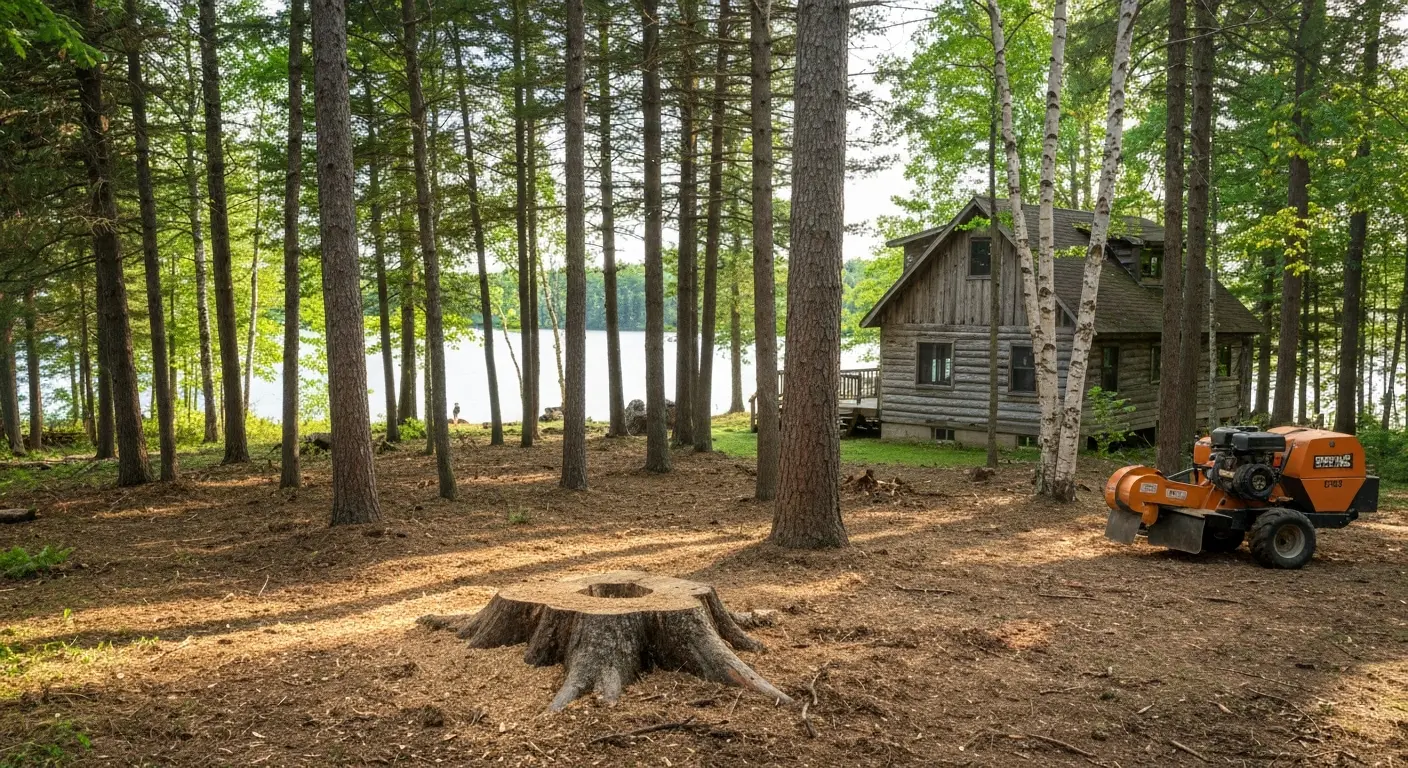 Lake property stump grinding