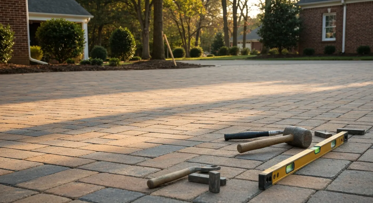 Paver driveway installation