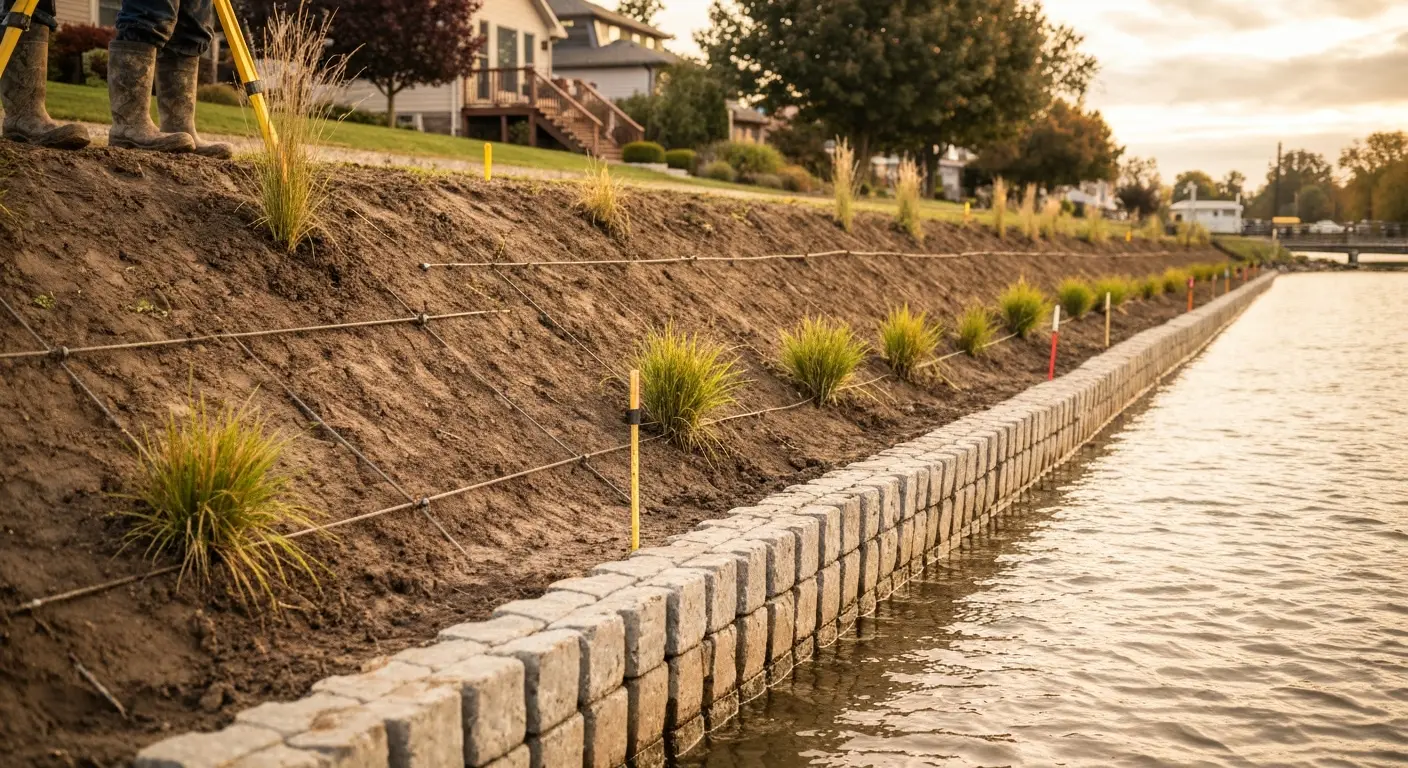 Shoreline stabilization work