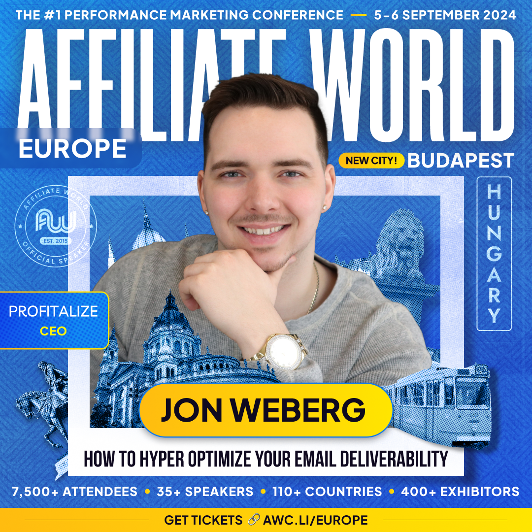 Jon Weberg speaking at Affiliate World Europe, Budapest
