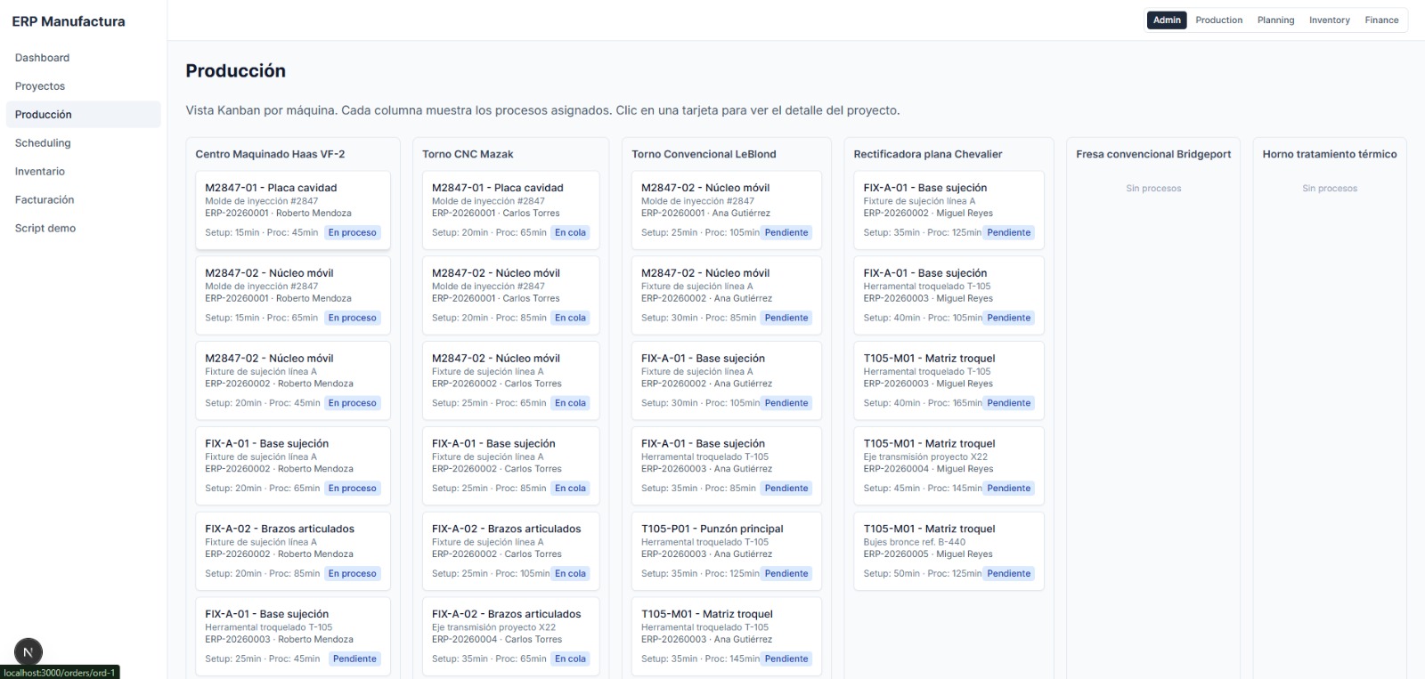 Control Operativo de Planta (Kanban por Máquina)