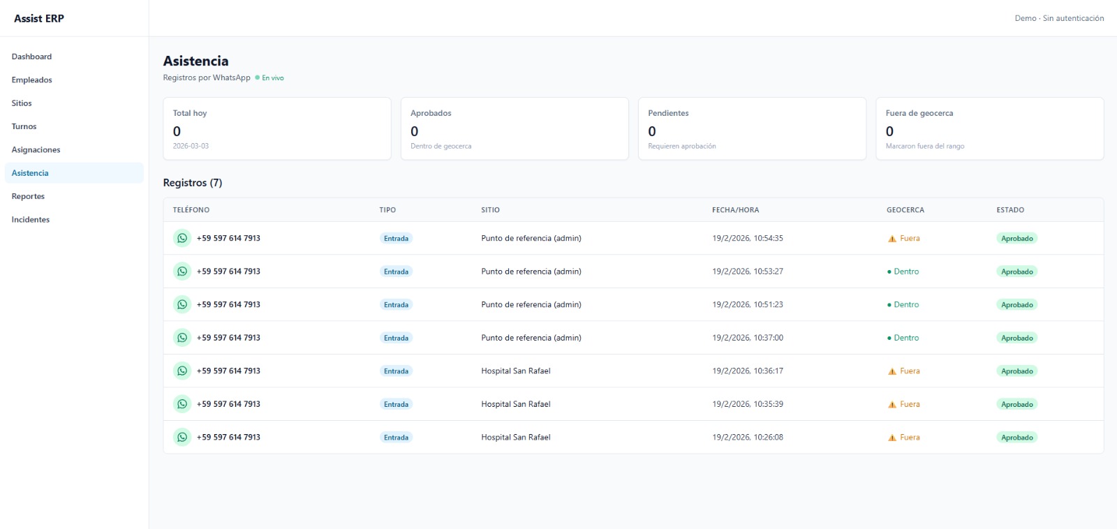Asistencia Automática con Geocerca