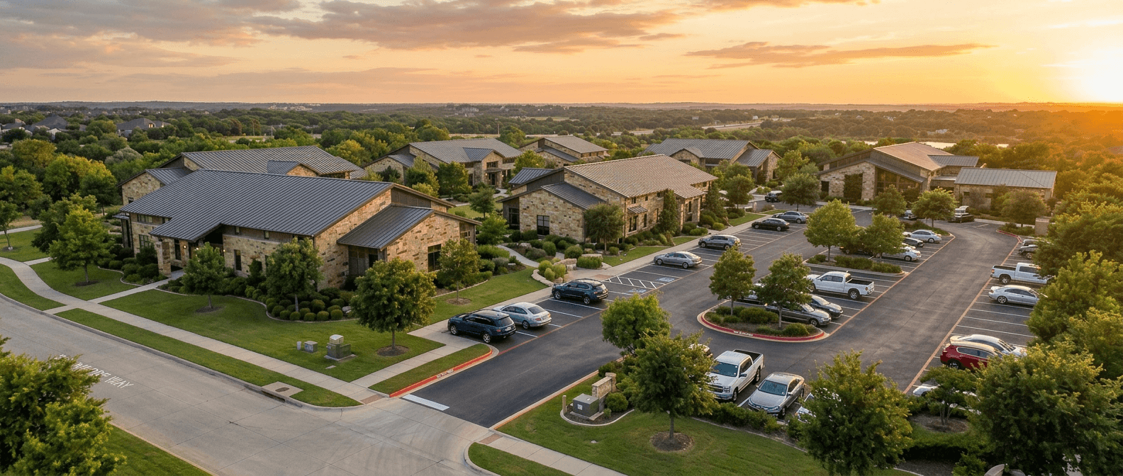 Commercial business park aerial view