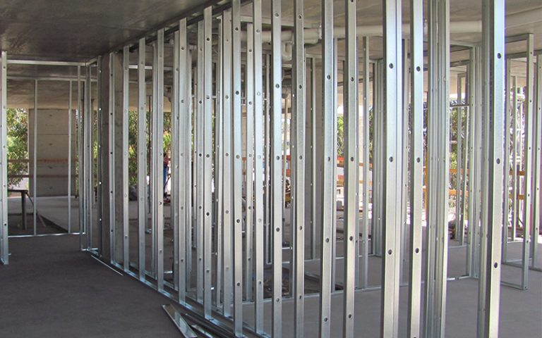 Steel studs framing interior walls