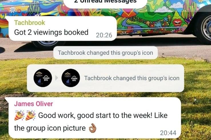 WhatsApp message: 2 viewings booked