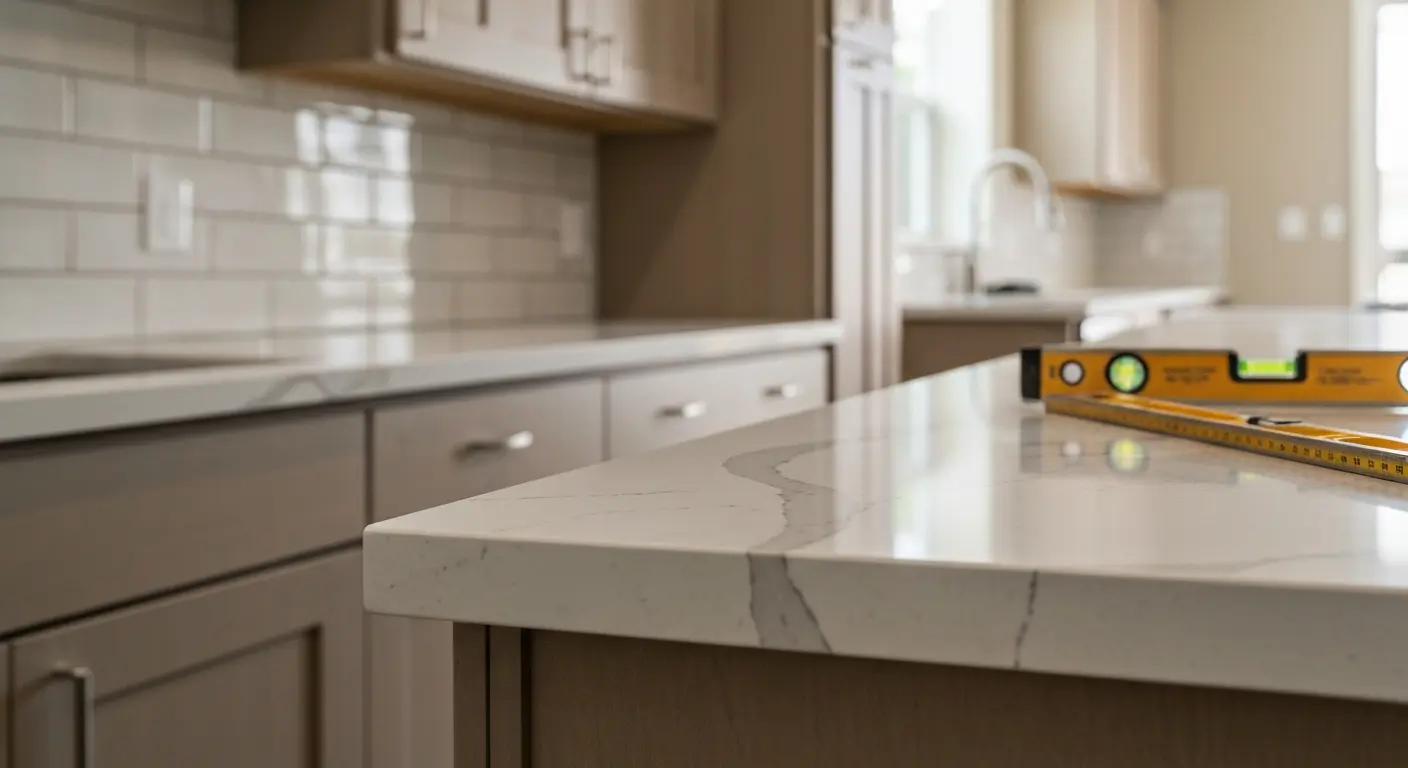 Quartz countertop installation
