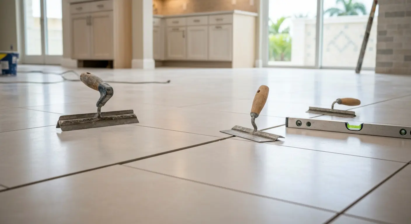 Tile kitchen flooring installation