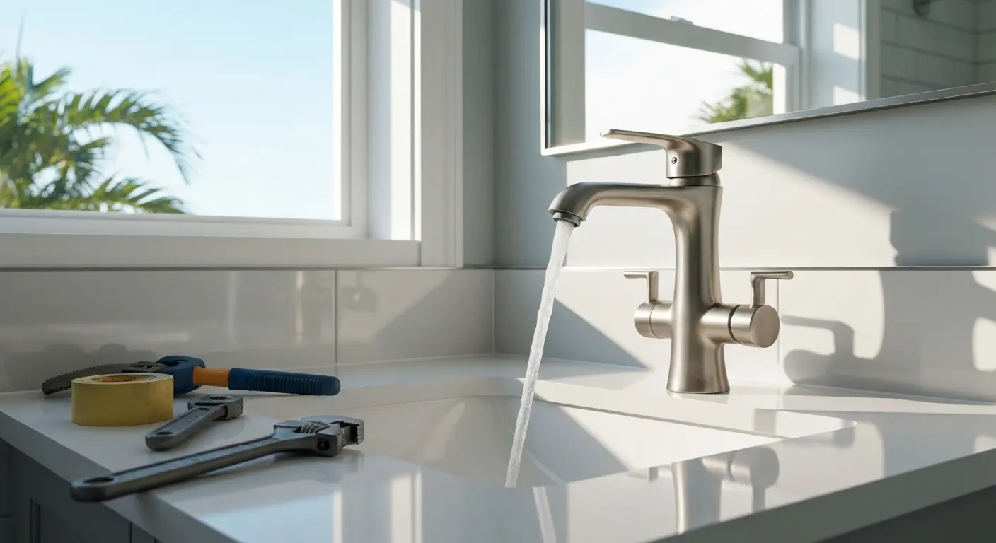 Bathroom sink and faucet installation