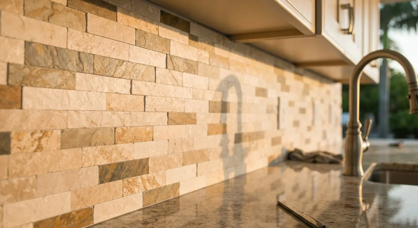 Mosaic tile backsplash