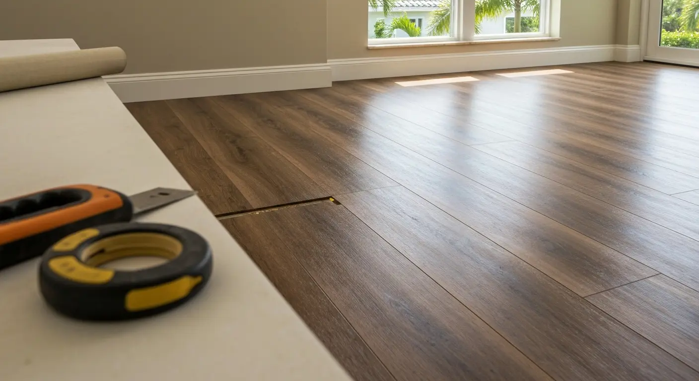 Bathroom vinyl floor installation