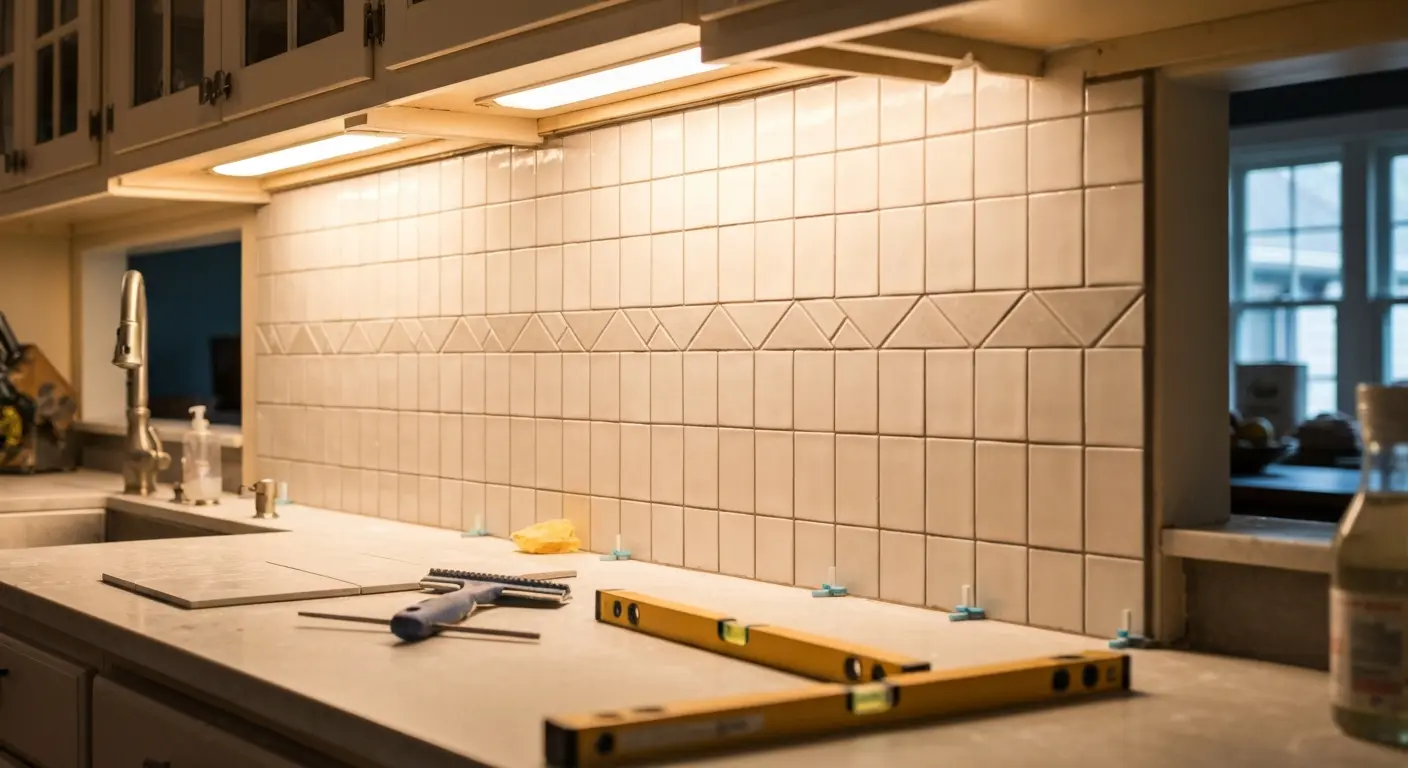 Backsplash tile installation