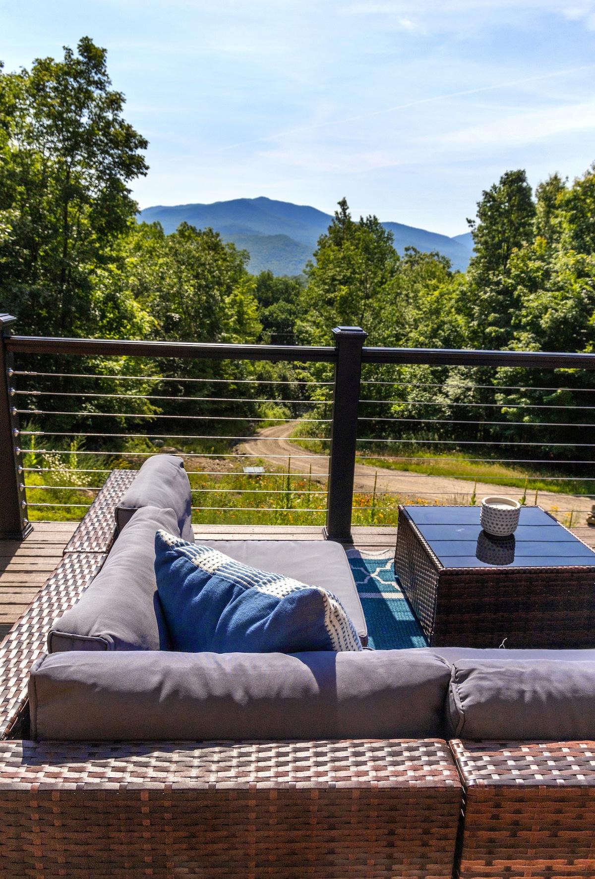 Settle into the deck sectional after a long trail day and let the forest do the rest — no agenda, no timeline.