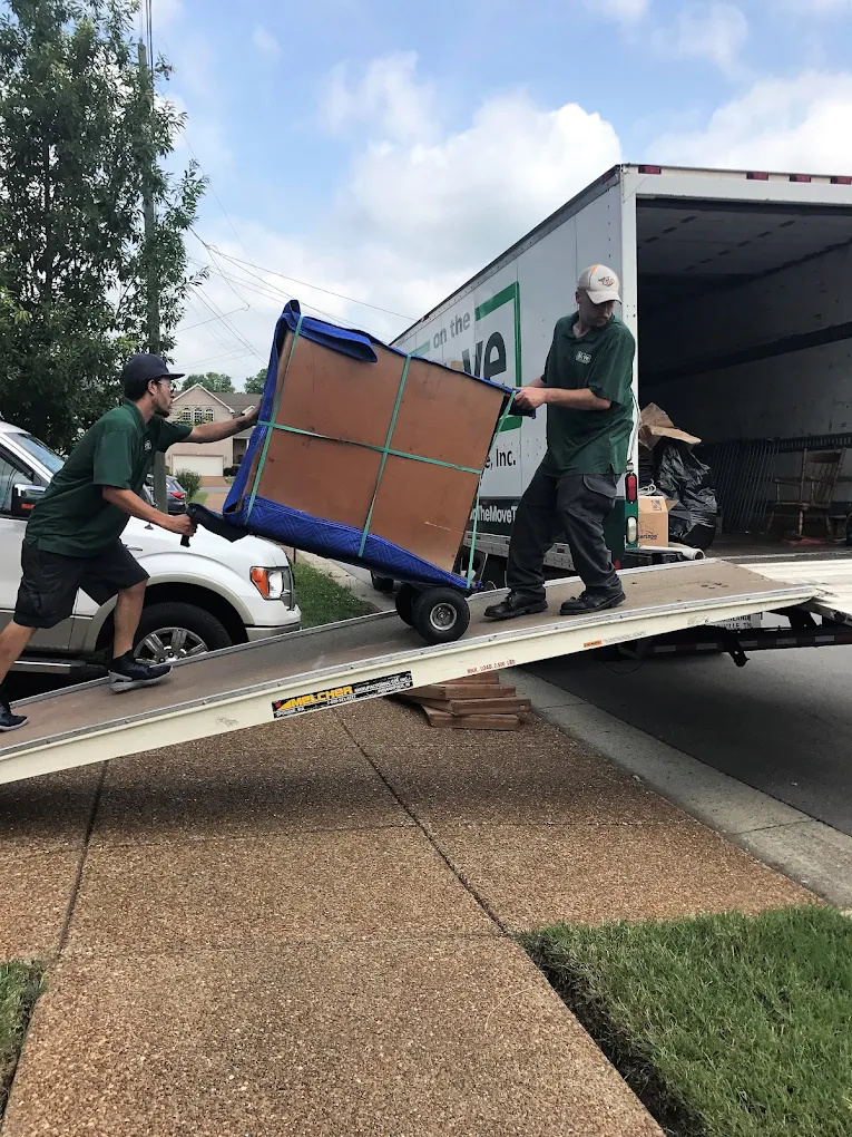 On The Move moving truck handling a residential home move in Middle Tennessee