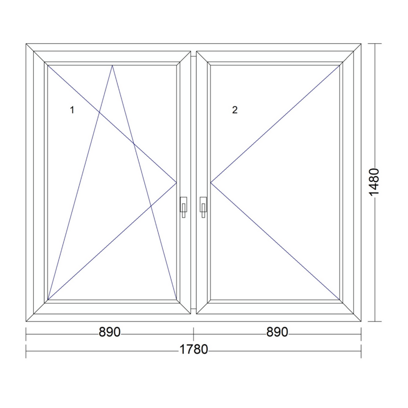 Tokosztott ablakok 1780mm × 1480mm