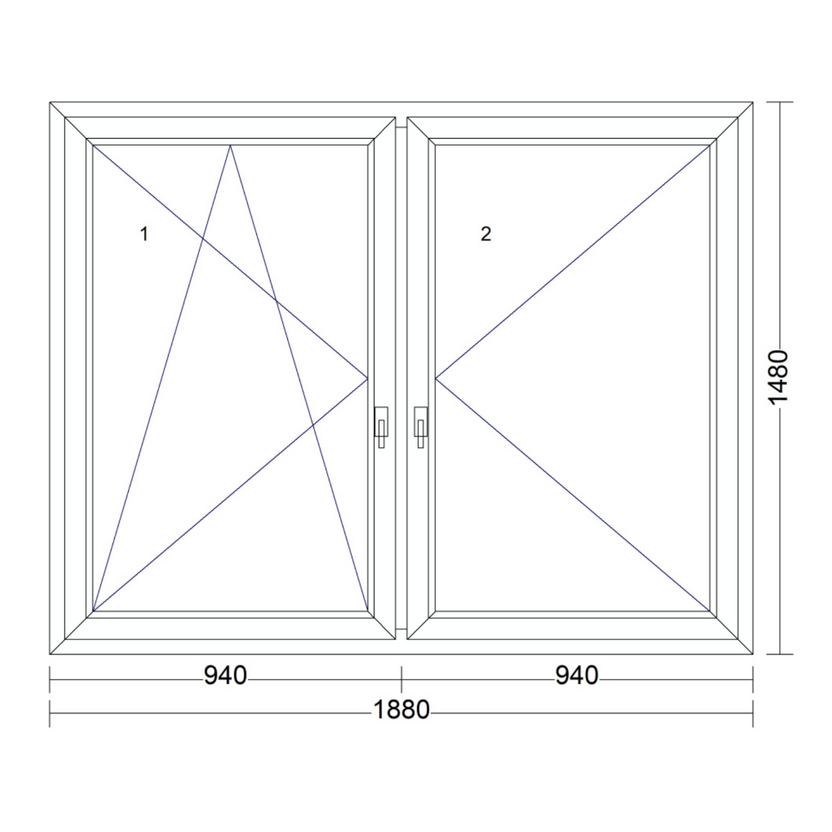 Tokosztott ablakok 1880mm × 1480mm