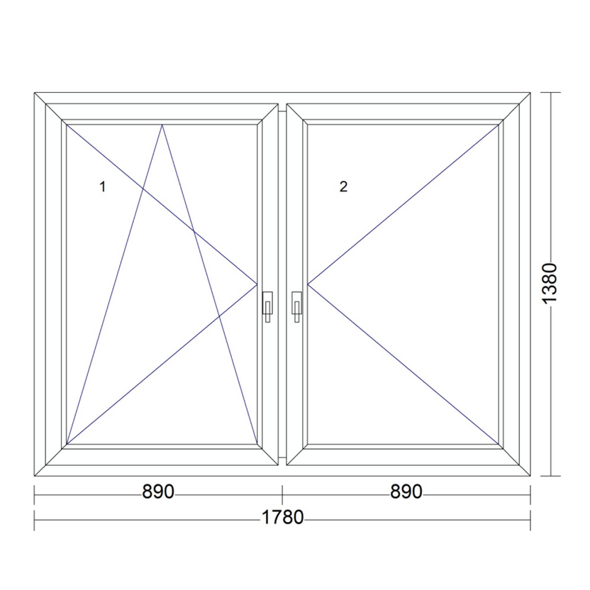 Tokosztott ablakok 1780mm × 1380mm