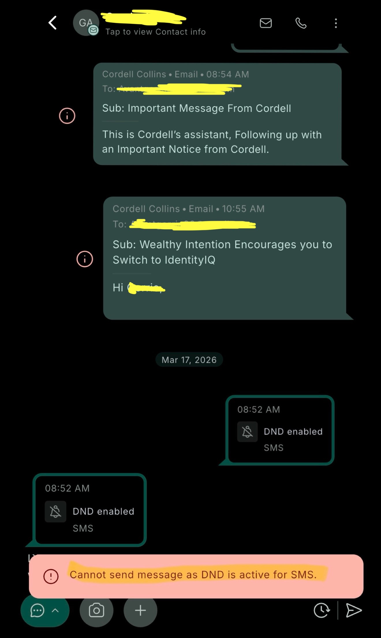STOP Message Warning