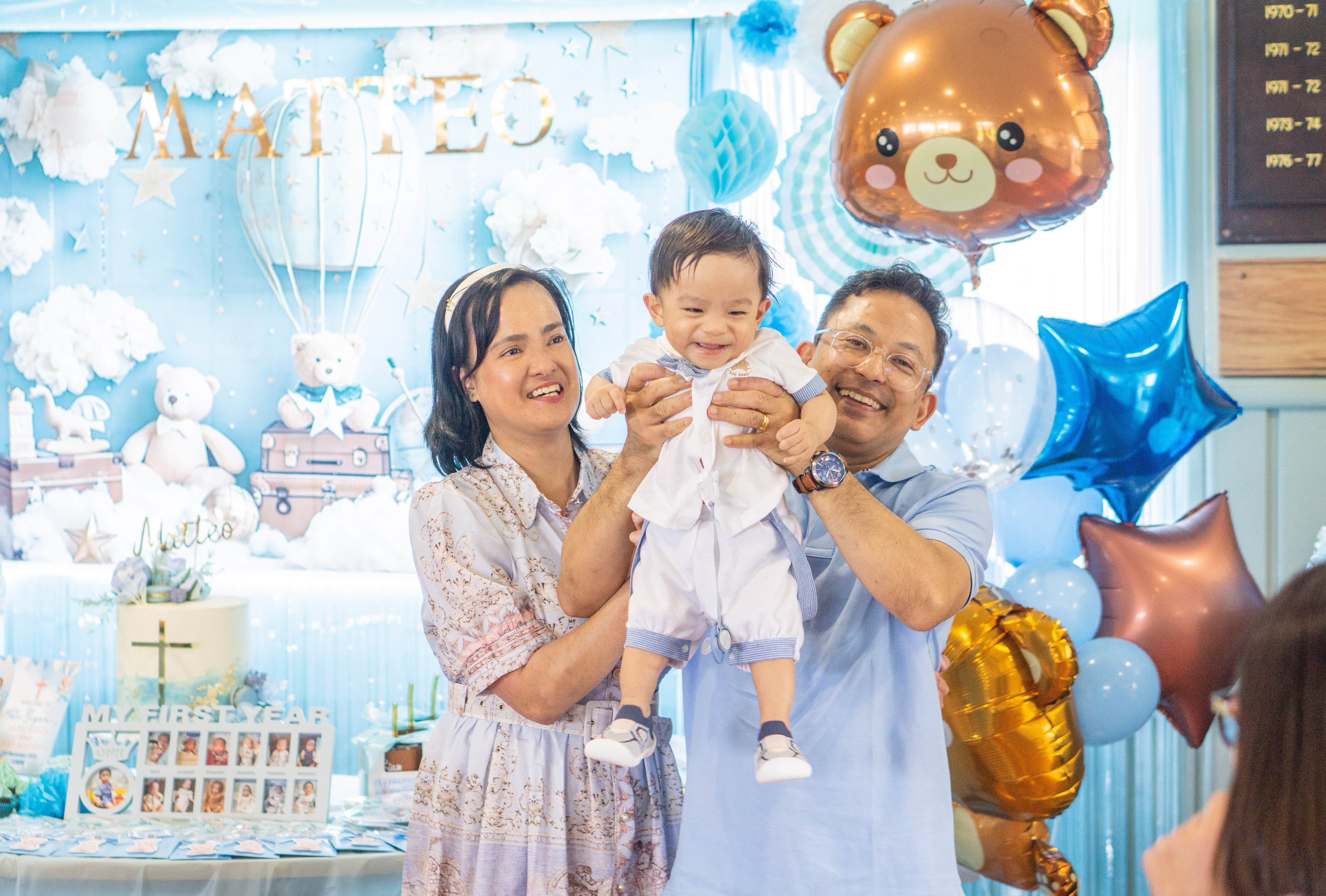 A family gathered at a christening