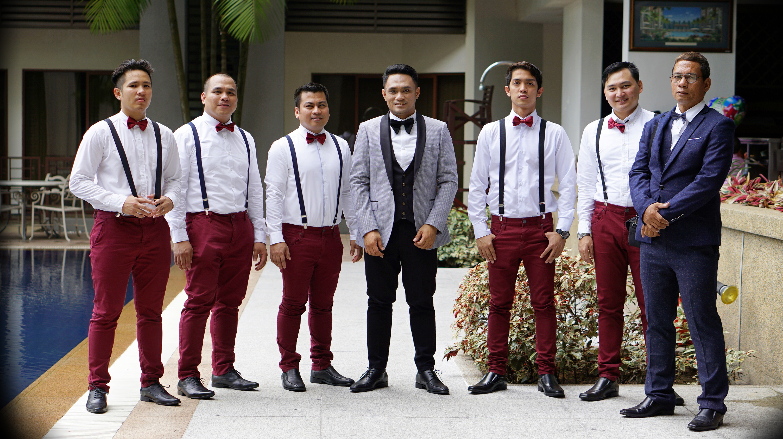 Groomsmen before an intimate wedding