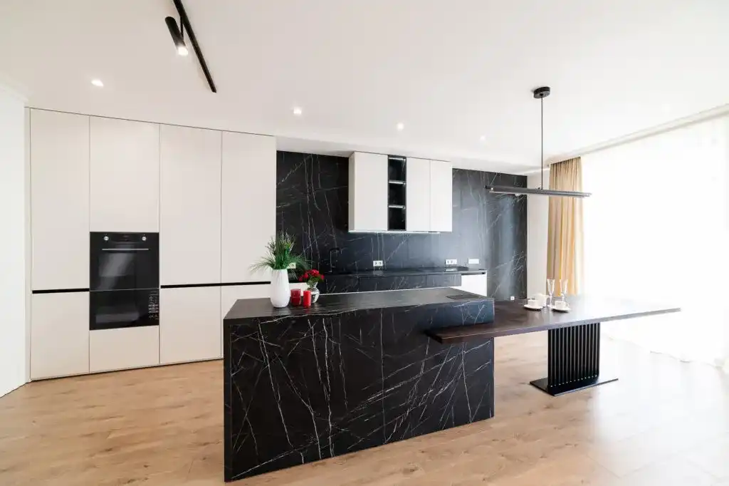 Urban modern condo kitchen and living transformation in Burlington, Ontario