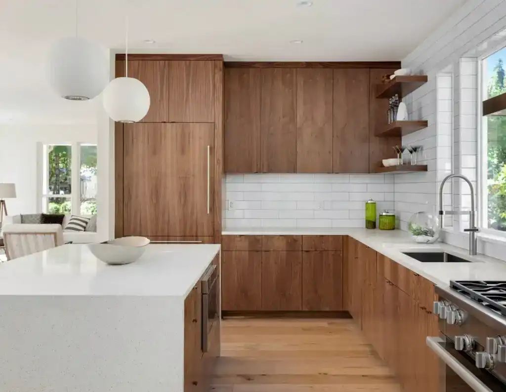 Kitchen island seating area built for hosting and daily use