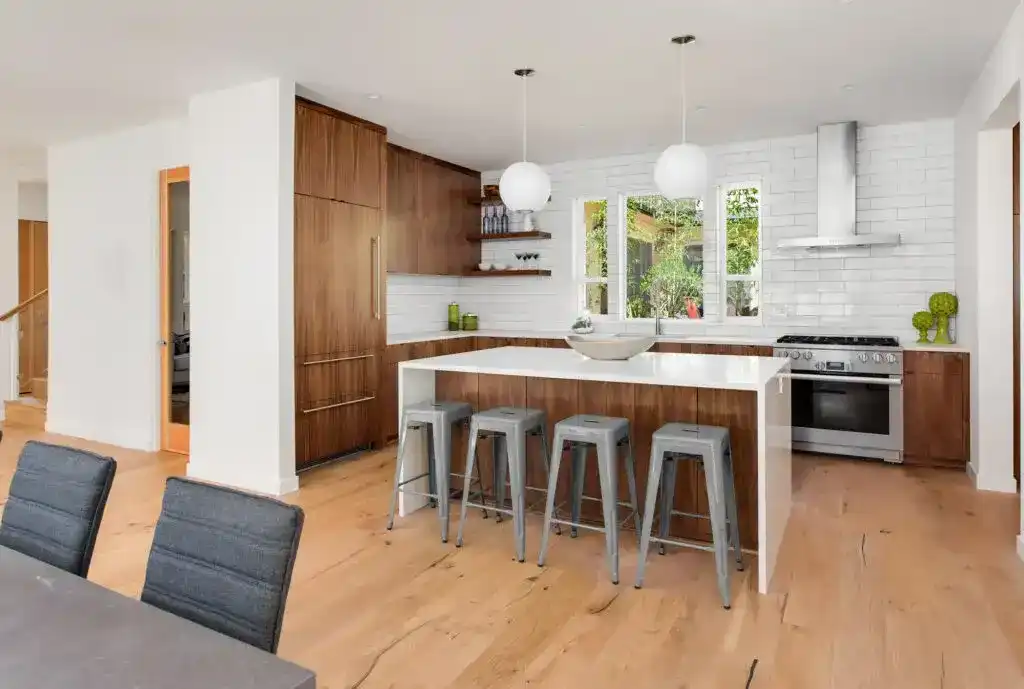 Modern kitchen details with minimal hardware and clean surfaces