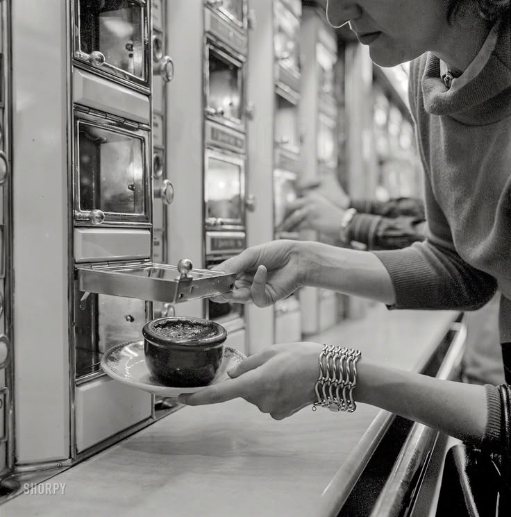 Early vending machines showing the evolution from coin-operated systems to modern smart vending machines used in businesses today